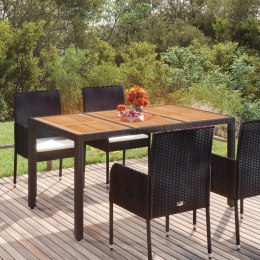Stół ogrodowy z drewnianym blatem, czarny, 150x90x75 cm Lumarko!