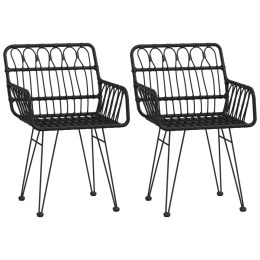 Krzesła ogrodowe, 2 szt., czarne, 56x64x80 cm, rattan PE Lumarko!