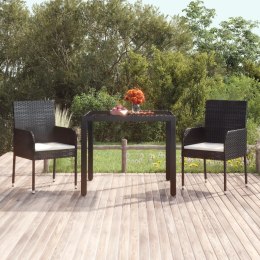 Stół ogrodowy, szklany blat, czarny, 90x90x75 cm, rattan PE Lumarko!
