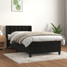 Łóżko kontynentalne z materacem, czarne, aksamit 90x190 cm Lumarko!