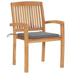 Krzesła ogrodowe, 2 szt., szare poduszki, lite drewno tekowe  Lumarko!