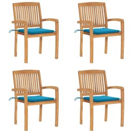 Sztaplowane krzesła ogrodowe z poduszkami, 4 szt., tekowe  Lumarko!