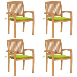 Sztaplowane krzesła ogrodowe z poduszkami, 4 szt., tekowe  Lumarko!