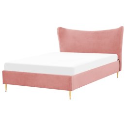 Łóżko welurowe 140 x 200 cm różowe CHALEIX Lumarko!