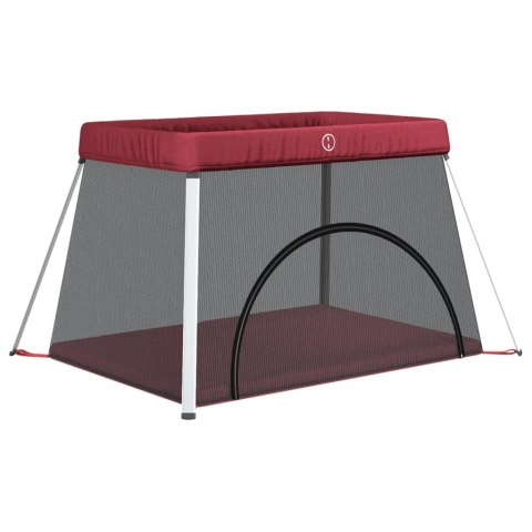 Kojec dla dziecka z materacem, czerwony, lniana tkanina Lumarko!