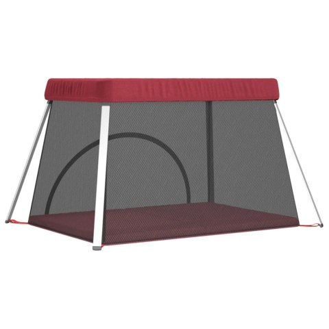 Kojec dla dziecka z materacem, czerwony, lniana tkanina Lumarko!