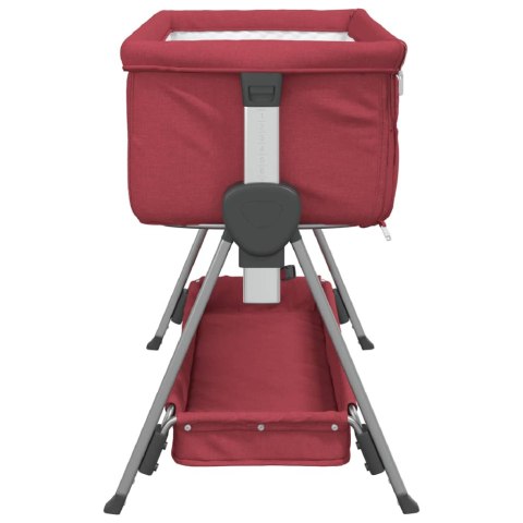 Łóżeczko dziecięce z materacem, czerwone, lniana tkanina Lumarko!