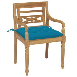 Krzesła Batavia z jasnoniebieskimi poduszkami, 2 szt., tekowe Lumarko!