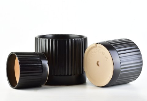 NEVA Komplet 3 osłonek czarny mat paski XL 18xh16cm L 15xh13cm M12xh10cm Lumarko!