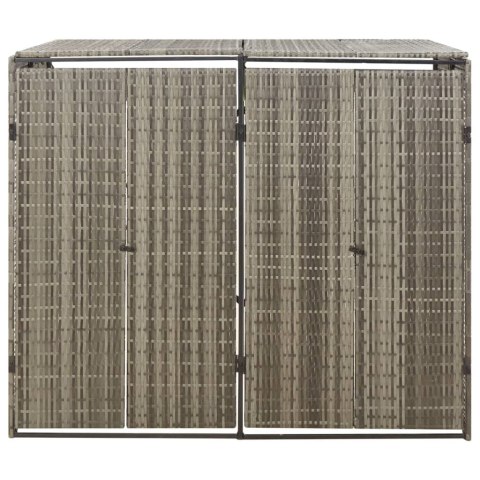 Osłona na 2 kosze na śmieci, szara, 140x80x117 cm, polirattan Lumarko!