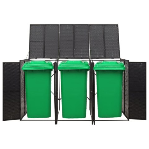 Osłona na 3 kosze na śmieci, czarna, 207x80x117 cm, polirattan Lumarko!