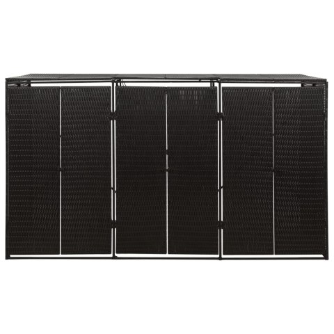 Osłona na 3 kosze na śmieci, czarna, 207x80x117 cm, polirattan Lumarko!
