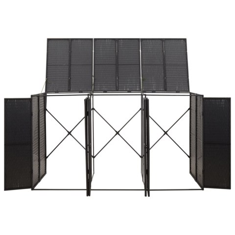 Osłona na 3 kosze na śmieci, czarna, 207x80x117 cm, polirattan Lumarko!