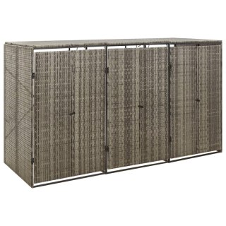 Osłona na 3 kosze na śmieci, szara, 207x80x117 cm, polirattan Lumarko!