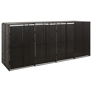 Osłona na 4 kosze na śmieci, czarna, 274x80x117 cm, polirattan Lumarko!