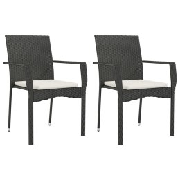Krzesła ogrodowe z poduszkami, 2 szt., polirattan, czarne Lumarko!