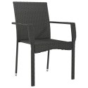 Krzesła ogrodowe z poduszkami, 2 szt., polirattan, czarne Lumarko!