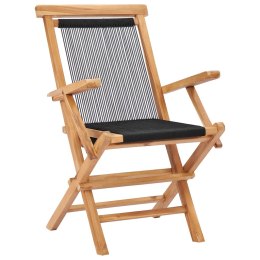 Składane krzesła ogrodowe, 2 szt., lite drewno tekowe i sznurek Lumarko!