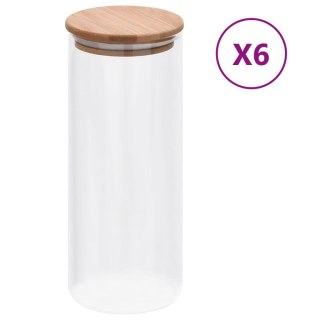 Szklane słoje z bambusową pokrywką, 6 szt., 1000 ml Lumarko!