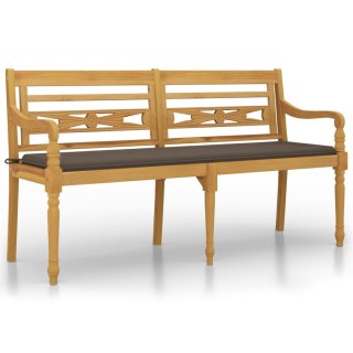 Ławka Batavia z taupe poduszką, 150 cm, lite drewno tekowe Lumarko!