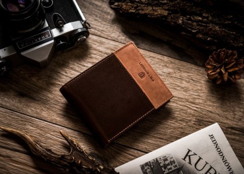 Skórzany dwukolorowy portfel męski Lumarko!