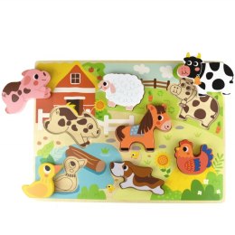 Drewniane Puzzle Montessori Zwierzątka Farma Dopasuj Kształty Lumarko!