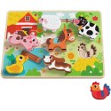 Drewniane Puzzle Montessori Zwierzątka Farma Dopasuj Kształty Lumarko!