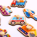 Drewniane Puzzle Montessori Transport Pojazdy Z Pinezkami Do Dopasowania Lumarko!