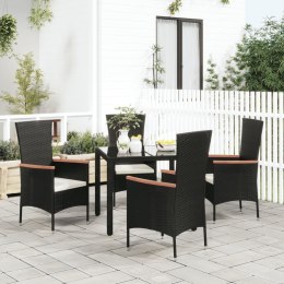 Krzesła ogrodowe z poduszkami, 4 szt., polirattan, czarne Lumarko!