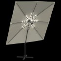 Wiszący parasol z LED, piaskowy, 400x300 cm Lumarko!