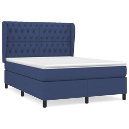 Łóżko kontynentalne z materacem, niebieskie, tkanina 140x200 cm Lumarko!