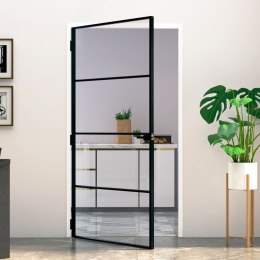 Drzwi wewnętrzne, czarne, 102x201,5 cm, szkło i aluminium Lumarko!