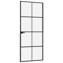 Drzwi wewnętrzne, czarne, 83x201,5 cm, szkło i aluminium Lumarko!