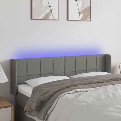 Zagłówek do łóżka z LED, ciemnoszary, 147x16x78/88 cm, tkanina Lumarko!