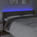 Zagłówek do łóżka z LED, ciemnoszary, 163x16x78/88 cm, aksamit Lumarko!