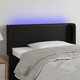 Zagłówek do łóżka z LED, czarny, 103x16x78/88cm, sztuczna skóra Lumarko!