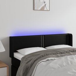 Zagłówek do łóżka z LED, czarny, 147x16x78/88cm, sztuczna skóra Lumarko!