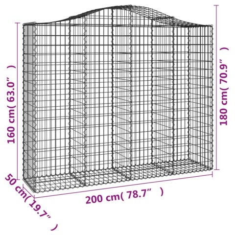 Kosze gabionowe, 2 szt, 200x50x160/180 cm, galwanizowane żelazo Lumarko!