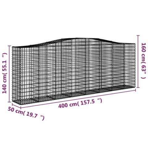 Kosze gabionowe, 2 szt, 400x50x140/160 cm, galwanizowane żelazo Lumarko!