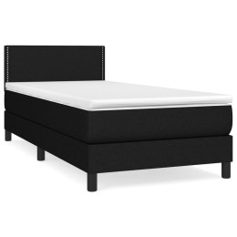 Łóżko kontynentalne z materacem, czarne, tkanina, 90x200 cm Lumarko!