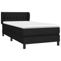 Łóżko kontynentalne z materacem, czarne, tkanina, 90x200 cm Lumarko!