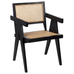 Krzesło drewniane z plecionką rattanową jasne drewno z czarnym WESTBROOK Lumarko!