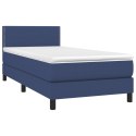 Łóżko kontynentalne z materacem, niebieskie, 90x200 cm, tkanina Lumarko!