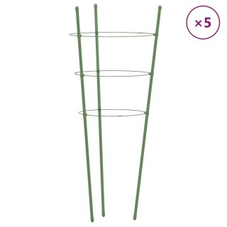 Podpórki dla roślin, z 3 obręczami, 5 szt, zielone, 75 cm, stal Lumarko!