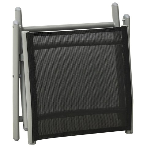 Składany podnóżek, czarno-srebrny, textilene i aluminium Lumarko!