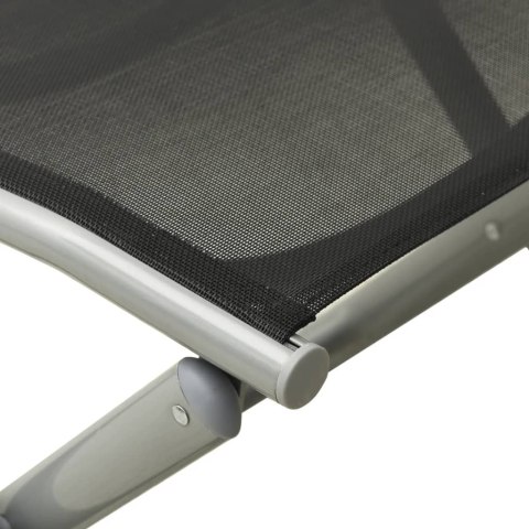 Składany podnóżek, czarno-srebrny, textilene i aluminium Lumarko!