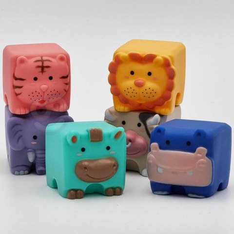 Klocki Sensoryczne Zwierzątka Układanka Do Ściskania + Dźwięk 6 El. Lumarko!