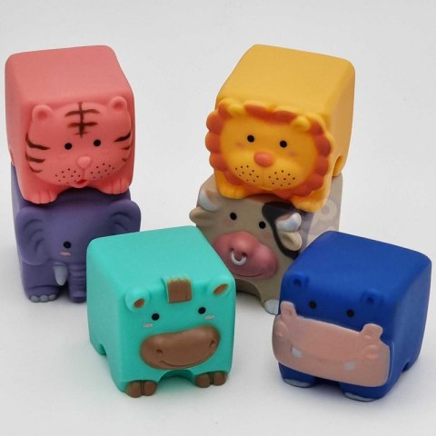 Klocki Sensoryczne Zwierzątka Układanka Do Ściskania + Dźwięk 6 El. Lumarko!