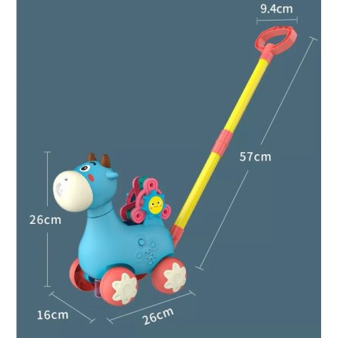 WOOPIE Pchacz Krówka do Pchania z Dźwiękiem i Bańkami Mydlanymi Niebieska Lumarko!