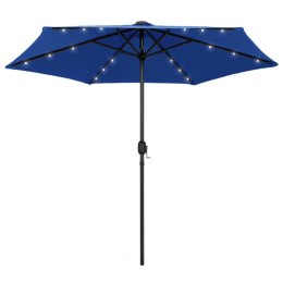 Parasol ogrodowy z LED i aluminiowym słupkiem, 270 cm, lazurowy Lumarko!